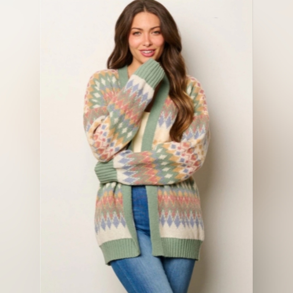 New In Multicolor Patterned Women's Sweater